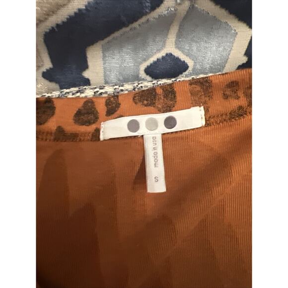 Three Dots Women’s Leopard Print Pocket Knit T-Shirt Orange & Black NWT Sz Small - Picture 7 of 8